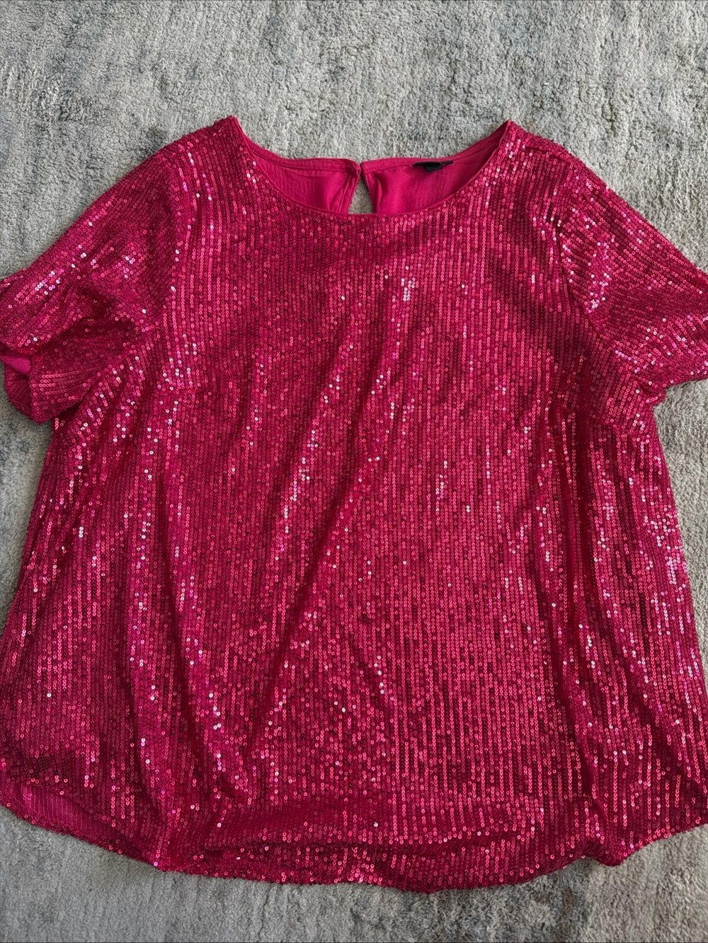 Torrid Hot Pink Sequin Short Sleeve Blouse